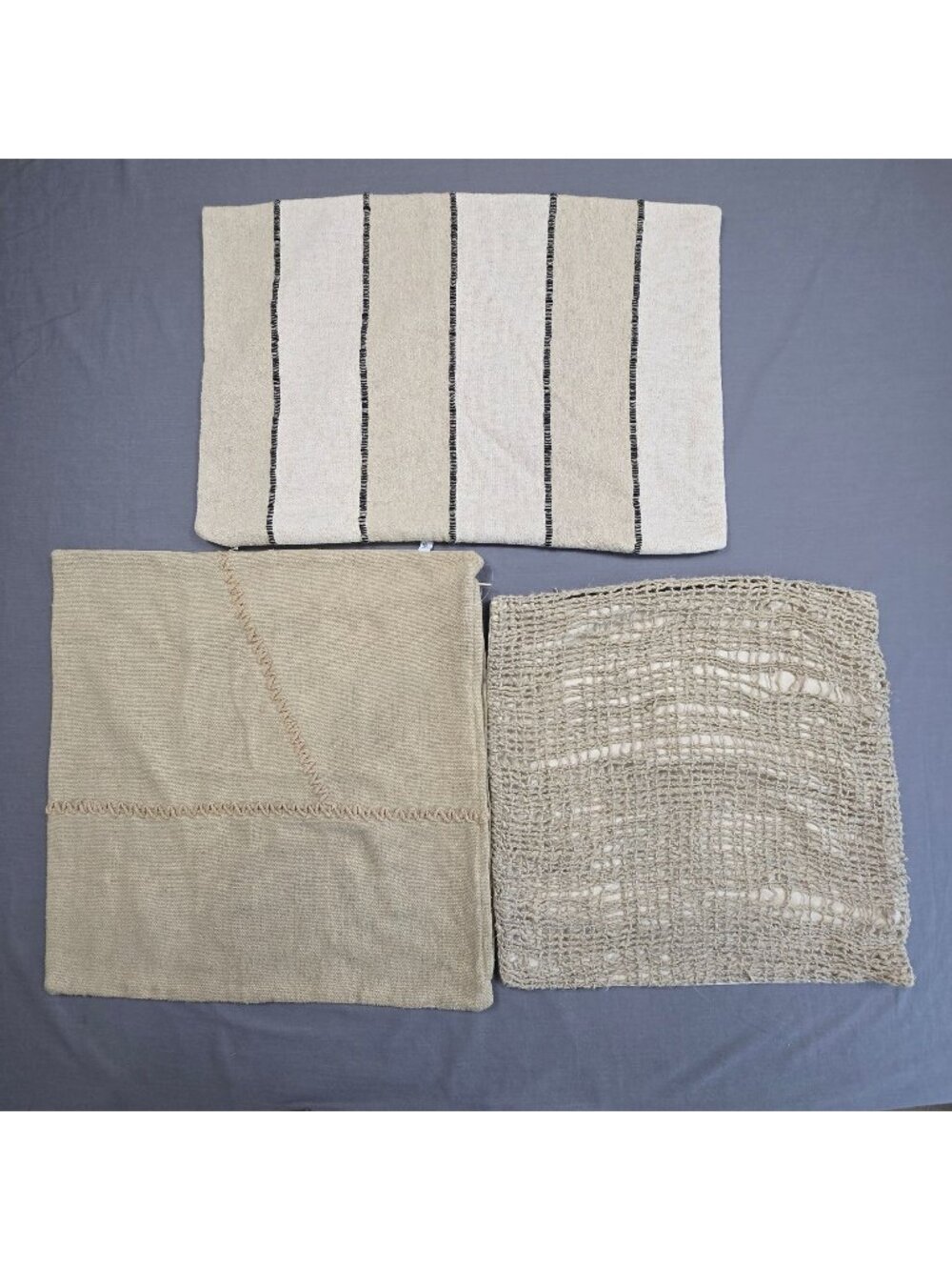 Zara Home 3 Pillow Covers Beige Cream Textured Woven Knit Boho Neutral Cotton Li